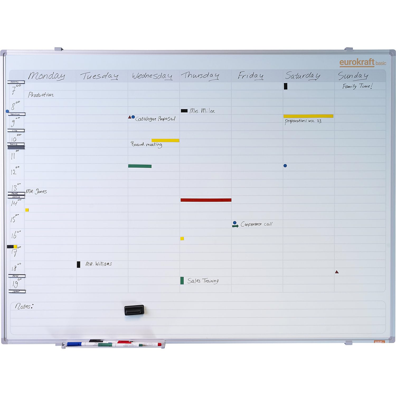 eurokraft | Planning hebdomadaire | neutre | division en 7 jours | l x h 900 x 600 mm