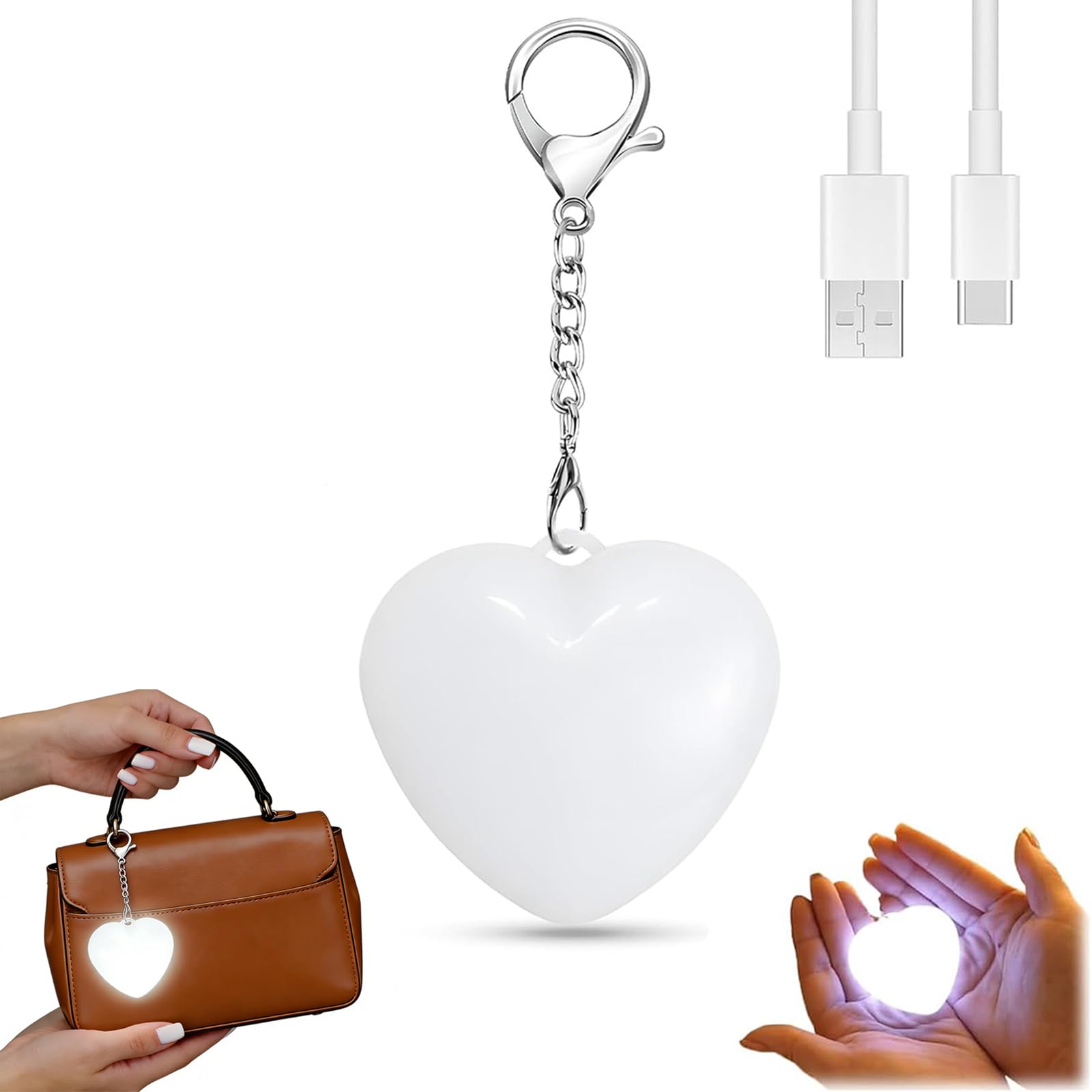YXtecd Love Wallet Tote Bag Touch Sensing Light, Touch Sensor Purse Light, Heart Shape Handbag Lights, Rechargeable LED Automatic Glow Lights for Inside Purses [Energy Class A]