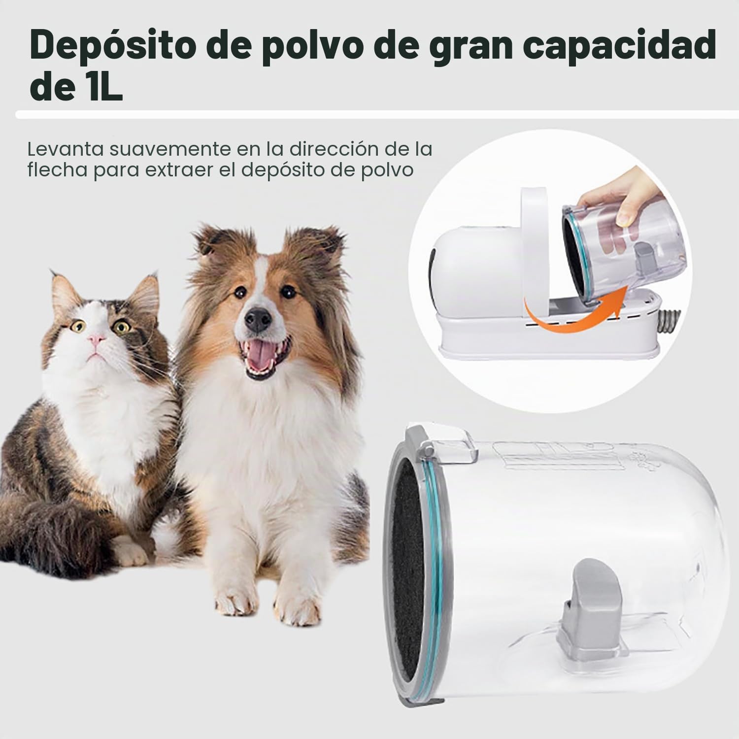7 En 1 Maquina De Cortar Pelo Perro, Aspiradora Pelos Mascotas, 13000 Pa, 1l Capacidad, 3 Velocidades De Succión, Para Aspiradora De Pelo De Animales, Blanco