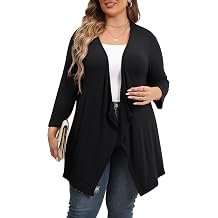 TIANZHU Women Cardigan Lightweight 3/4 Sleeve Casual Open Front Light Cardigan Drape Duster Sweaters