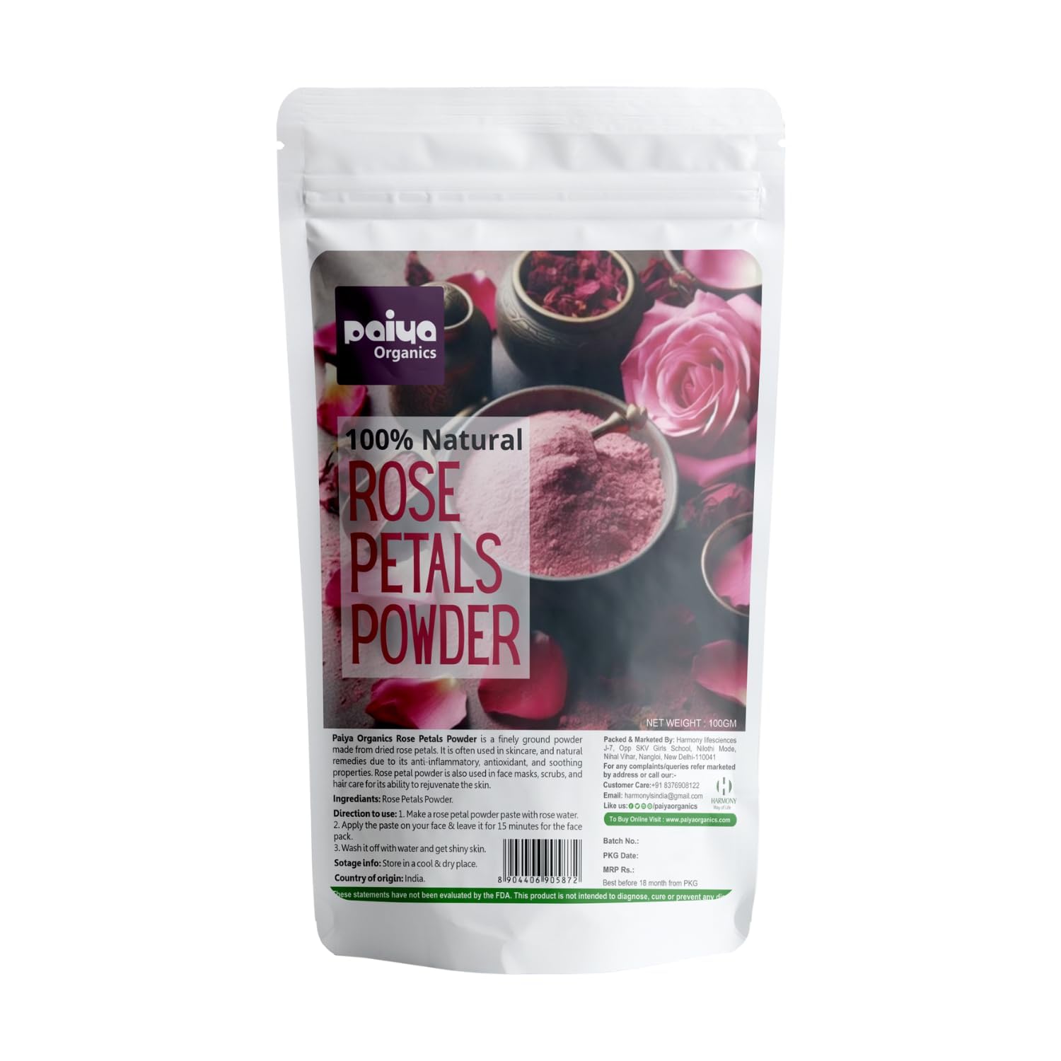 Rose Powder for Face Pack, Skin Care, Mask, Skin Glow | Sun Dried Gulab Patti | Chemical free | 100 gm