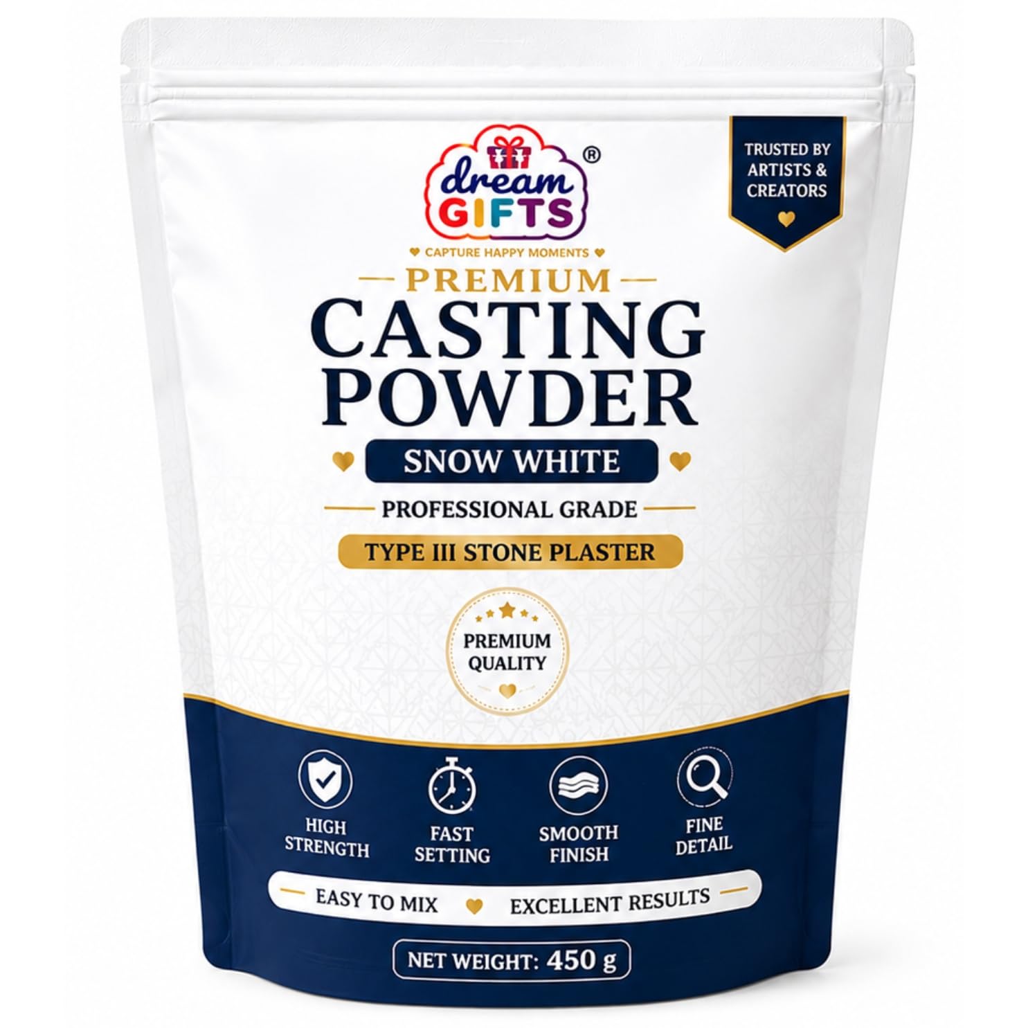 premium casting powder | type iii stone plaster | high strength, fast setting, smooth finish, fine detail | for baby hand casting, silicone moulds, sculptures, diy crafts & home décor | snow white