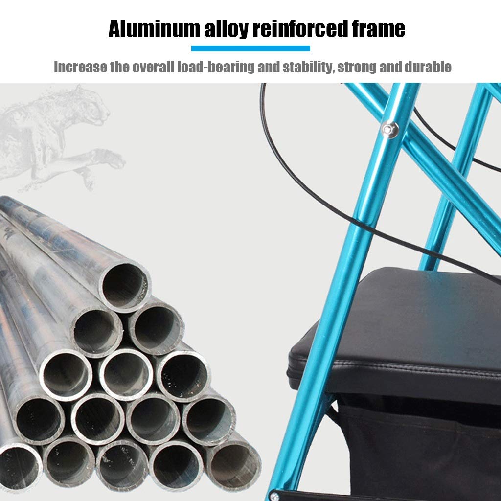 Andador, Andadores De 4 Ruedas con Asiento Y Cesta Andador con Andador De Aluminio Médico Soporte para Respaldo Plegable Y Extraíble Asiento Acolchado Andador con Ruedas para Personas Mayores Al Air