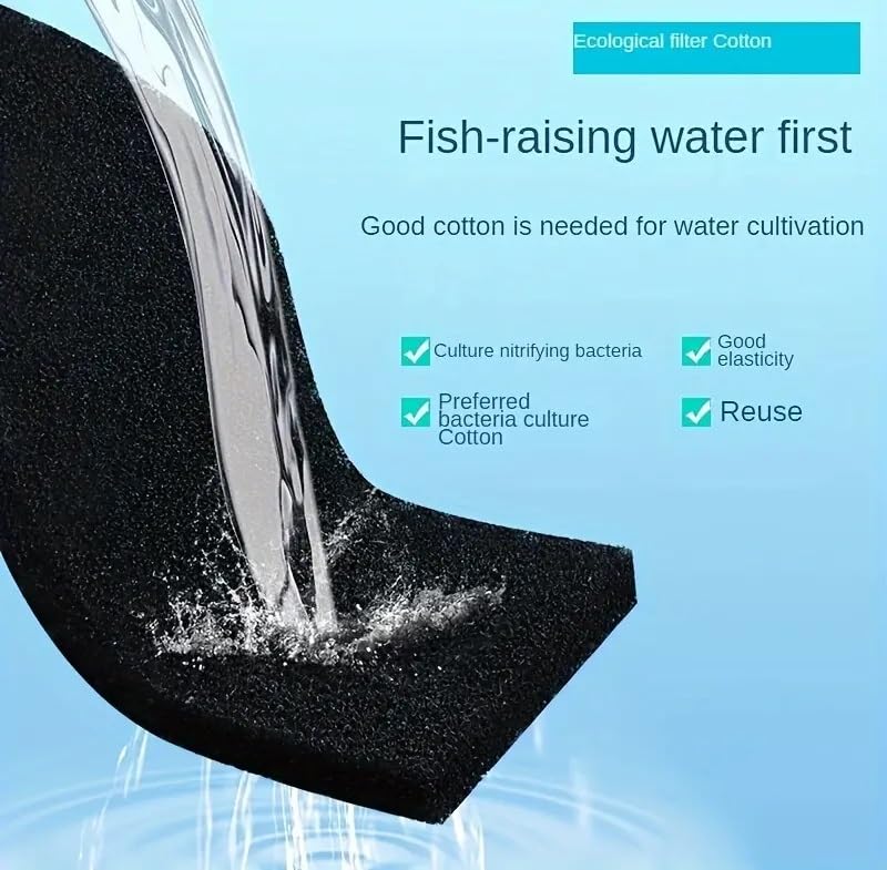 Image of VAYINATO Aquarium Black Bio Sponge Uncut Full Piece 30 * 50 * 2 CM (Can Be Cut 30Cm*10Cm - 5 Pcs) Reusable Filter Sponge for Aquarium Fish Tank | Cut to Fit Any Size (Medium Porus) By Petzlifeworld