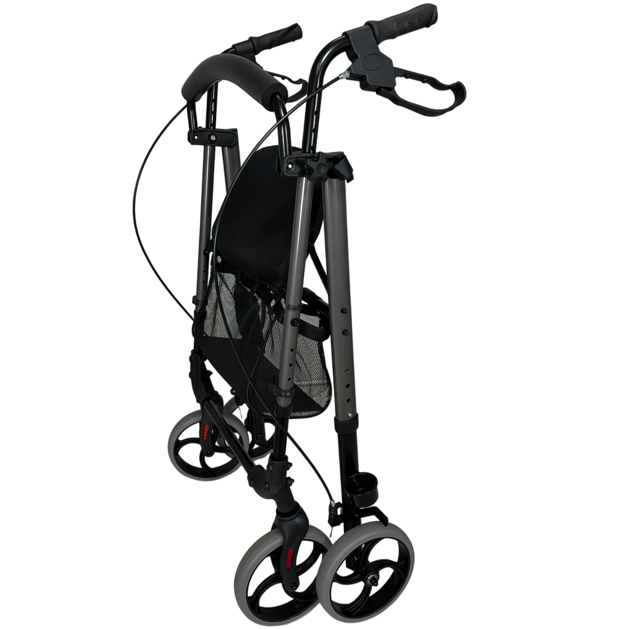 Nomad, Deambulatore in alluminio ultraleggero con 4 ruote, cestino e porta bastone incluso, Seduta regolabile in Altezza
