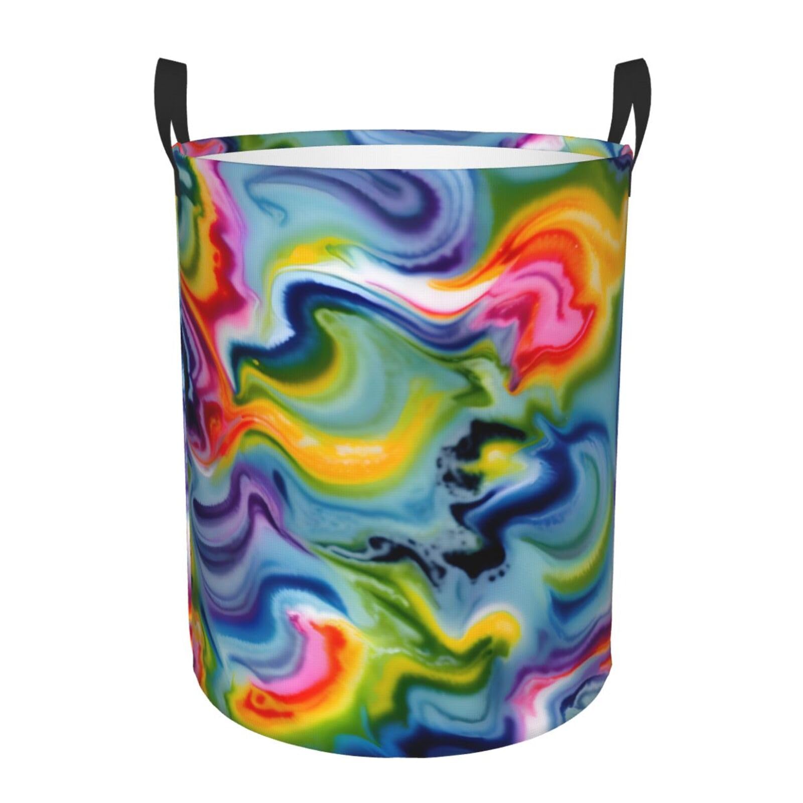 M Collapsible Laundry Hamper Round Tie Dye Print Storage