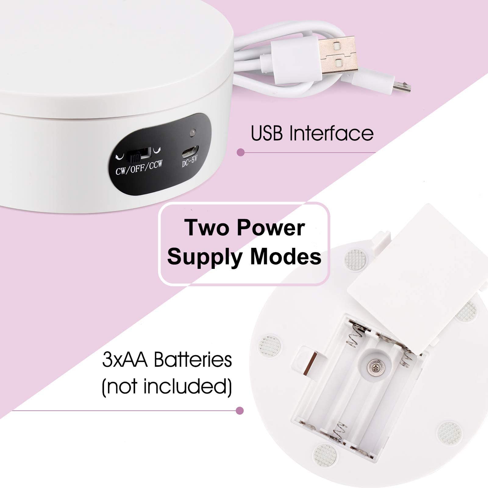 Plato Giratorio Eléctrico Para Exhibición - Base USB, 360°, Soporta 2.5 Kg, Ideal Para Tiendas O Decoración