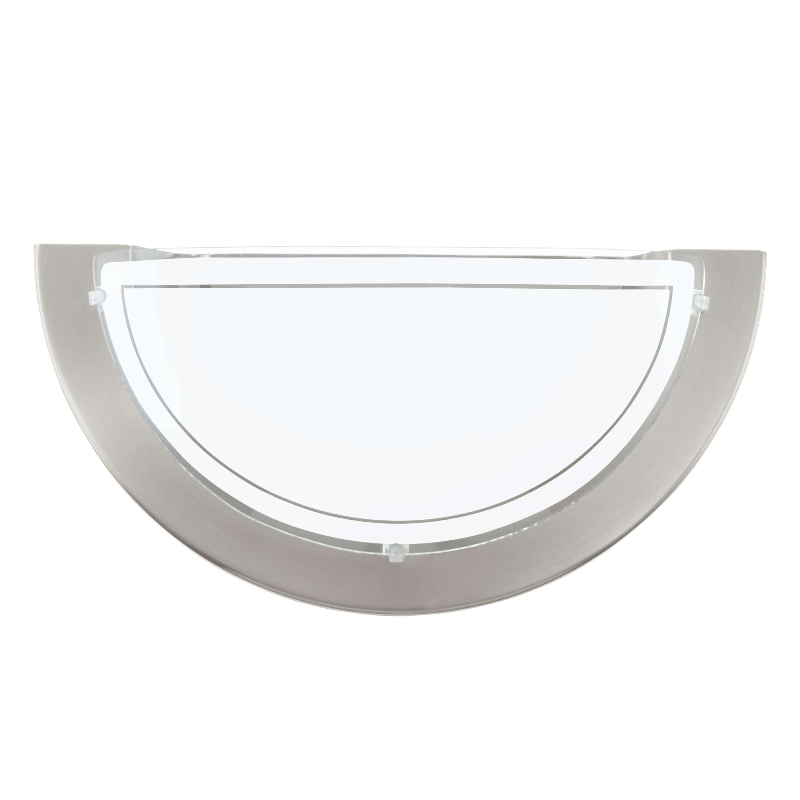 EGLO Wandlampe Planet 1, 1 flammige Wandleuchte, Wandbeleuchtung für Innen aus Metall und Glas, Wohnzimmerlampe in Silber, Weiß, Flurlampe halbrund mit E27 Fassung