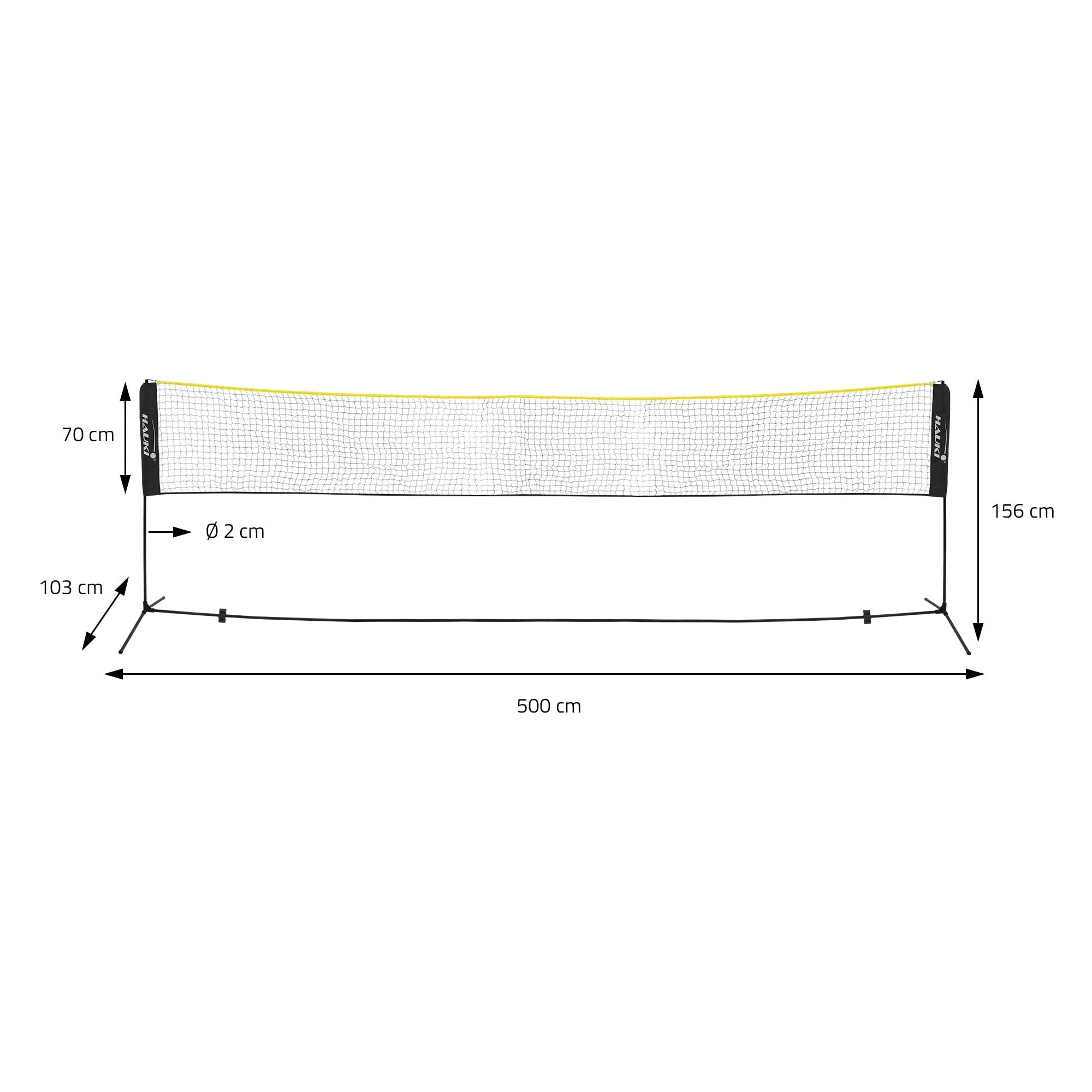 Hauki Rete da Badminton Tennis Pallavolo 400 cm / 500 cm, Nero/Blu, H156 cm, 3x Volani, con Borsa per Trasporto, Telaio in Ferro Stabile Rete da Allenamento per Interni ed Esterni