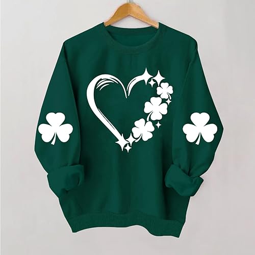 Miniatura 2 de Camiseta del Día de San Patricio para mujer, de manga larga, novedosa, gráfica, sin botones, con trébol verde, linda sudadera suave para vacaciones