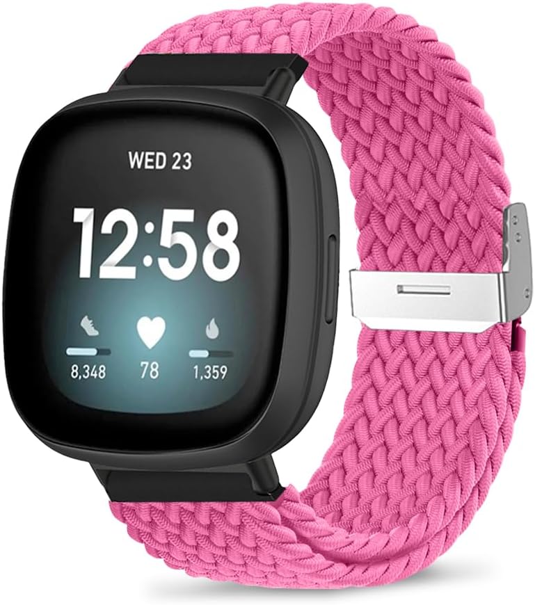 2 Pieces Strap for Fitbit Versa 3/Fitbit Sense, Soft Nylon Sport Breathable Replacement Bracelet for Fitbit Versa 3/Fitbit Sense