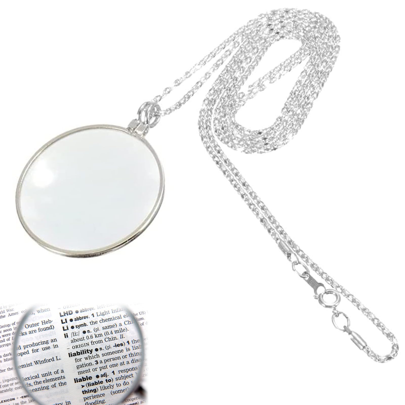 2 stuks vergrootglas, monoclair kostuum, 5 x monoculaire vergrootglas met halsketting, hangende vergrootketting voor monokel, halsketting, vergrootglas, draagbare vergroting glas voor het lezen van