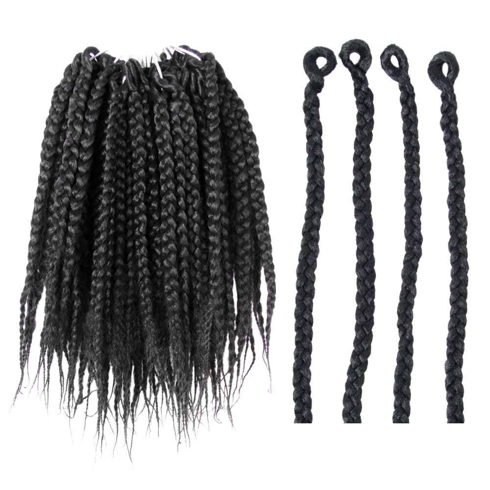 BOHOBABE Box Braids Crochet Hair 8 Inch 8 Packs Prelooped, Short Crochet Box Braiding Hair Natural Black (1B)