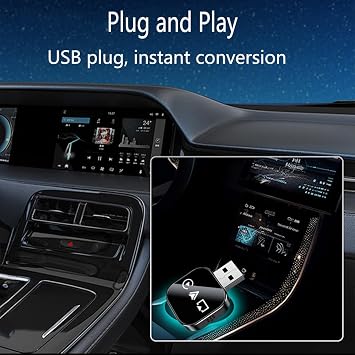 3-in-1 Car Adapter (2026 Model), Carplay Wireles Adapter, Mini Size, Compatible with Apple Carplay, Android Auto & Mirror Link, Plug & Play, Fast Response & Stable Connection (A, for iPhone)