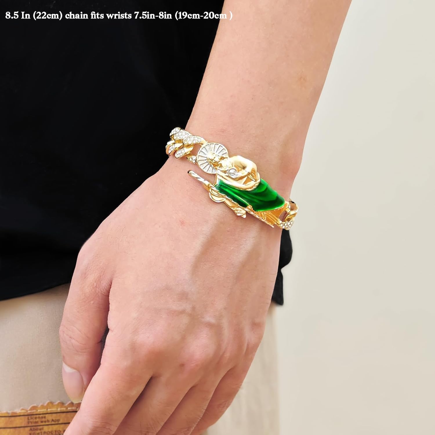 San Judas Tadeo Bracelet (Gold/Silver Plated, 8.5″) - San Judas Chain & St Jude Medal Pendant, Christian Jewelry Catholic Gifts for Him - Image 7