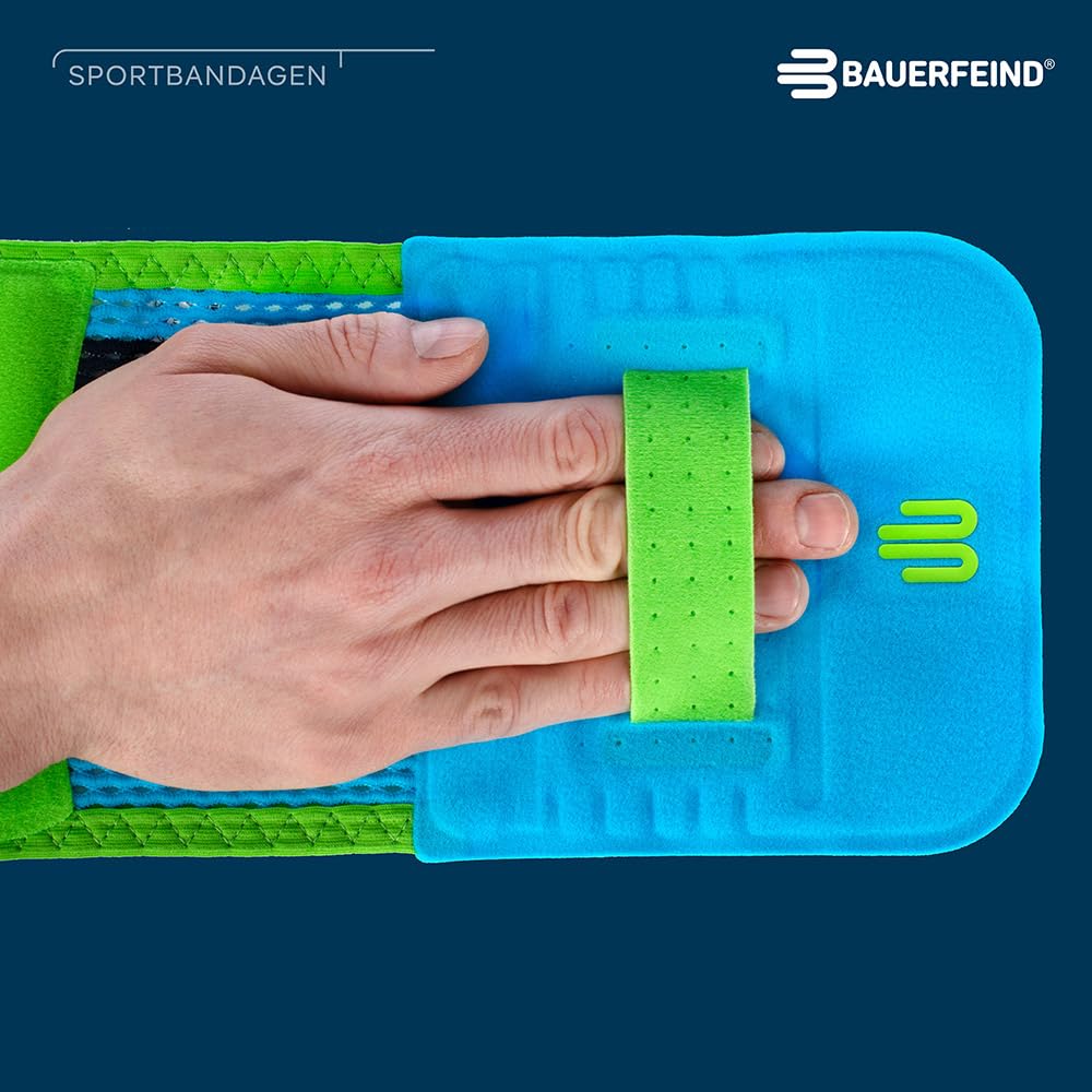 BAUERFEIND, 1 Unisex Rücken-Sportbandage, Für Ball- und Rückschlagsportarten, Leichtathletik, Schutz vor Überlastungen, Silikonpad, Gr. L, Rivera, 11489441260013