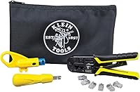 Vista 1 de Klein Tools VDV026-212 Coax Installation Kit with Crimp Tool, Cable Cutter, Stripper and F connectors with Storage Bag
