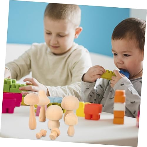 Miniatura 4 de EXCEART 42 Pcs White Mushroom Natural Unfinished Mushrooms Nativity Toys for Kids DIY Mushroom Crafts Christmas Peg Mushroom Head Pegs Gnome Peg