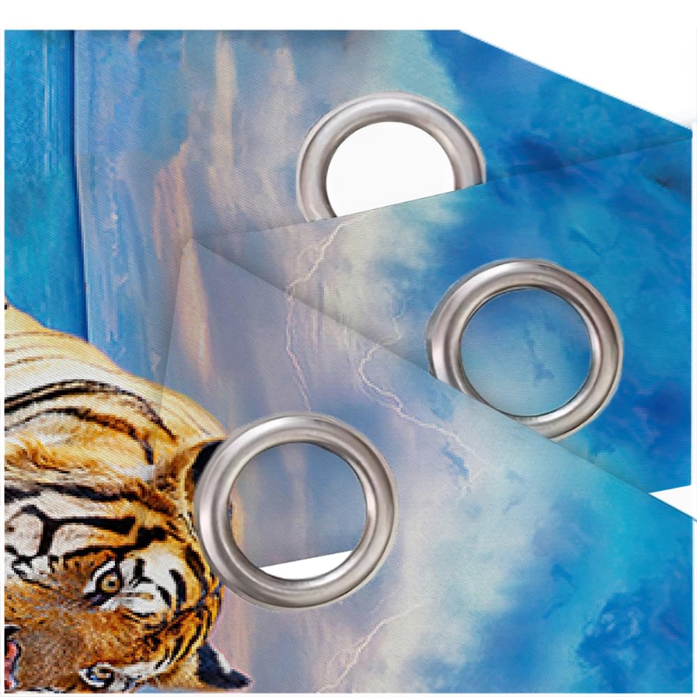 HABEAT 3D Tiger Vorhänge Abdunkelnde Tiere Tiger Kindervorhänge Vorhang mit ösen 2er Set Gardinen Blickdicht Verdunkelungs für Kinderzimmer Schlafzimmer Wohnzimmer B 150 X H 166 cm（Motiv 28-1）