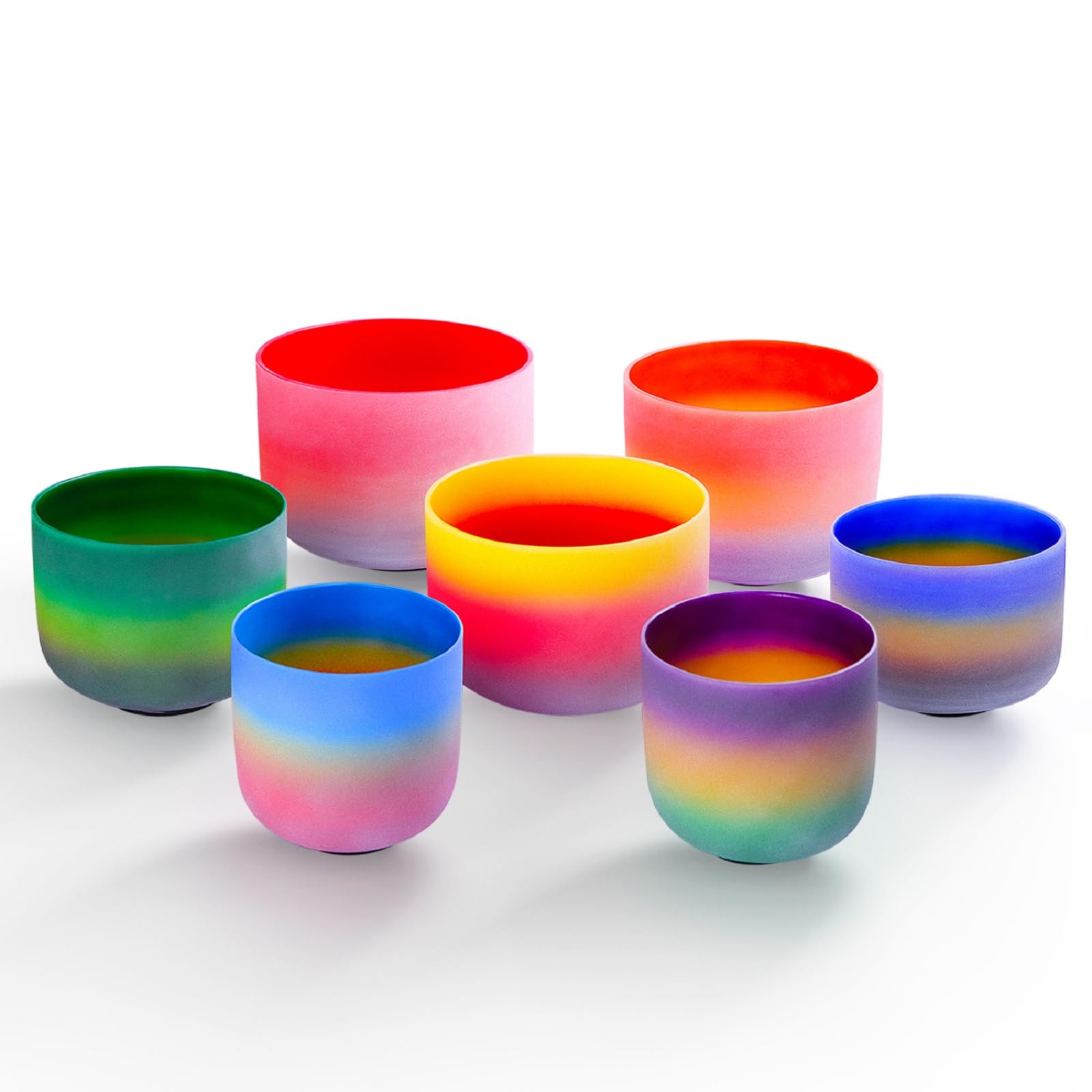 KVKA Set di ciotole sonore di cristallo, 7 – 12 pollici, 432 Hz, colori arcobaleno, al quarzo, Chakra, Sound Healing, per yoga, meditazione, rilassamento, antistress con borsa per il trasporto