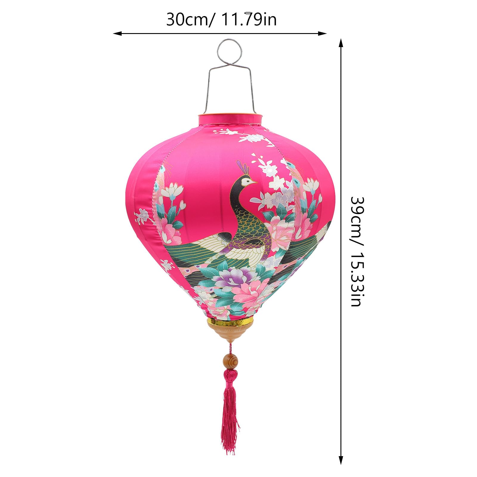 TOYANDONA Lanterna Vietnamita di Seta Decorativa da Esterno 30 Cm Rosso Rosa Peonia Lanterna Sospesa per Feste Giardino Matrimonio Capodanno Decorazione Interna ed Esterna