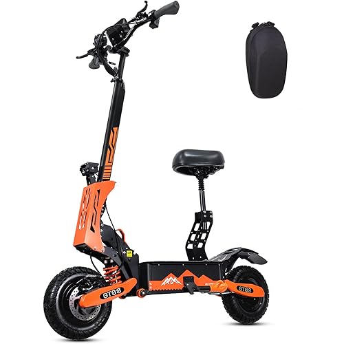 GT08 Electric Scooter for Adults 5600W Motor Dual Drive All Terrain Sports Escooter,Up to 50MPH &40Miles Range 11" Off Road Tires Folding Fast Commuting Electric Scooter with Detachable Seat
