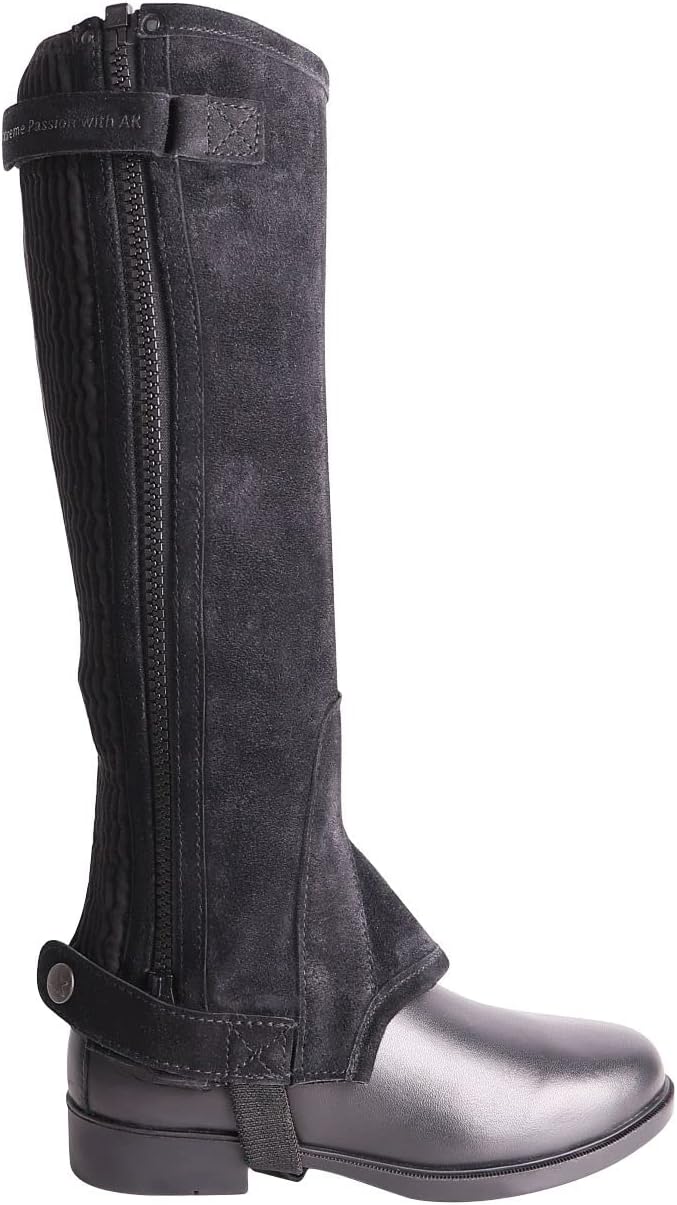 AK Jupiter Real Suede Leather Horse Riding Half Chaps Durable Equestrian Half Chaps for Men & Women, Comfortable Fit, Zip Closure, Non-Slip Grip AKRS-2154