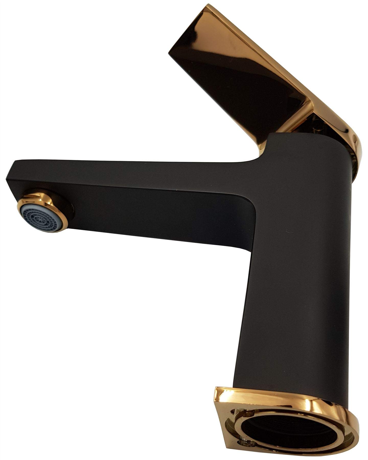 Negro/Rose Gold Latón Baño Cuenca Grifo Válvula Mezcladora Enchufe Click-Clack