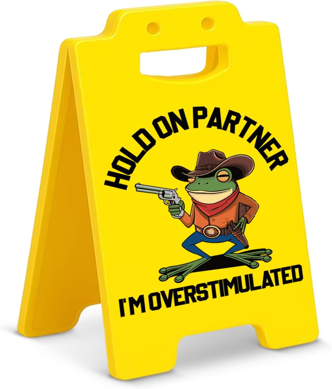 Funny Office Desk Decor Sign Hold on Partner I'm Overstimulated Sign Cubicle Decorations Stress Relief Gifts for Coworkers Teammates Friends