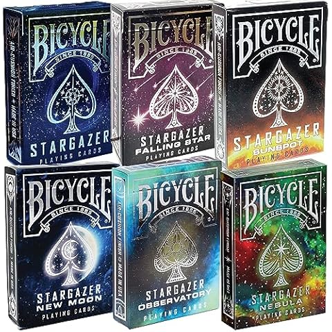 Bicycle Stargazer Collection: 6-Deck Collector's Bundle with New Moon, Observatory, Nebula, Sunspot, and Falling Star Designs Cover