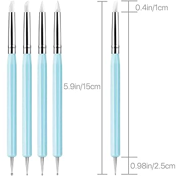 Sourcing Map 5 Pcs Silicone Clay Sculpting Tool Double-Ended Rubber Tip