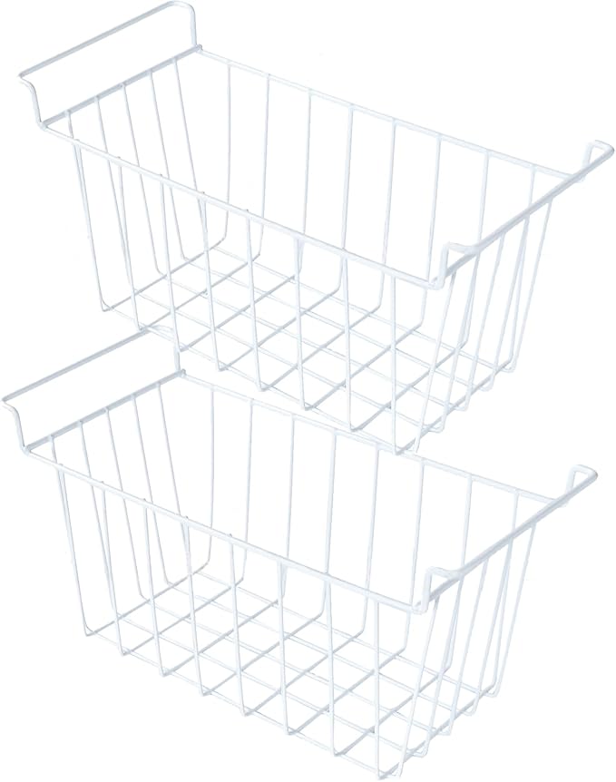 LAANCOO 2Pcs Freezer Wire Storage Baskets, 16inch Freezer Basket