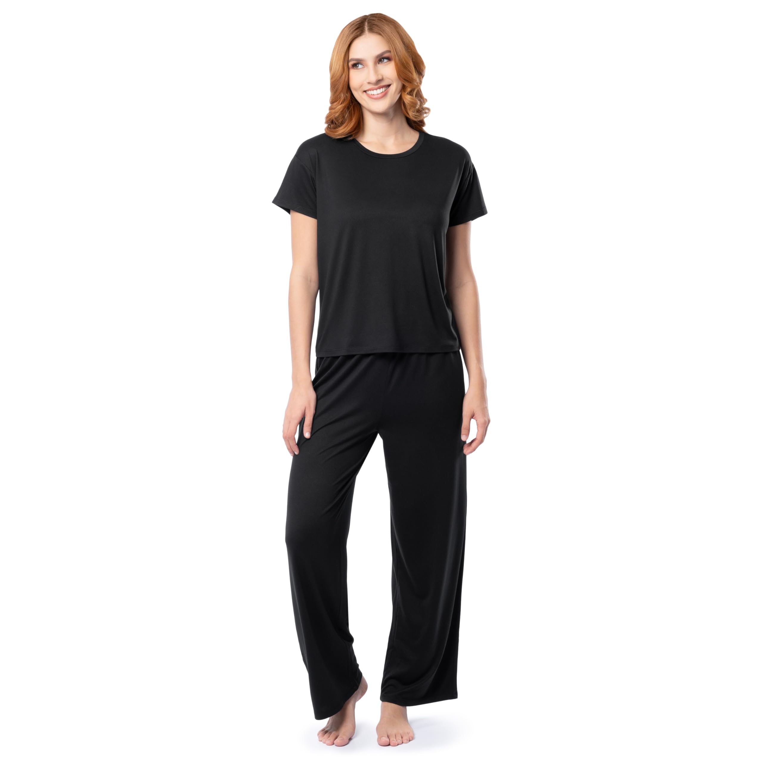 Fruit of The Loom Womens Drop Shoulder Tee and Convertible Waist Sleep SetPajama Set
