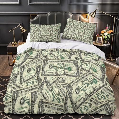 Housse de couette dollar imprimé 3D microfibre parure de lit 220x240cm - 4