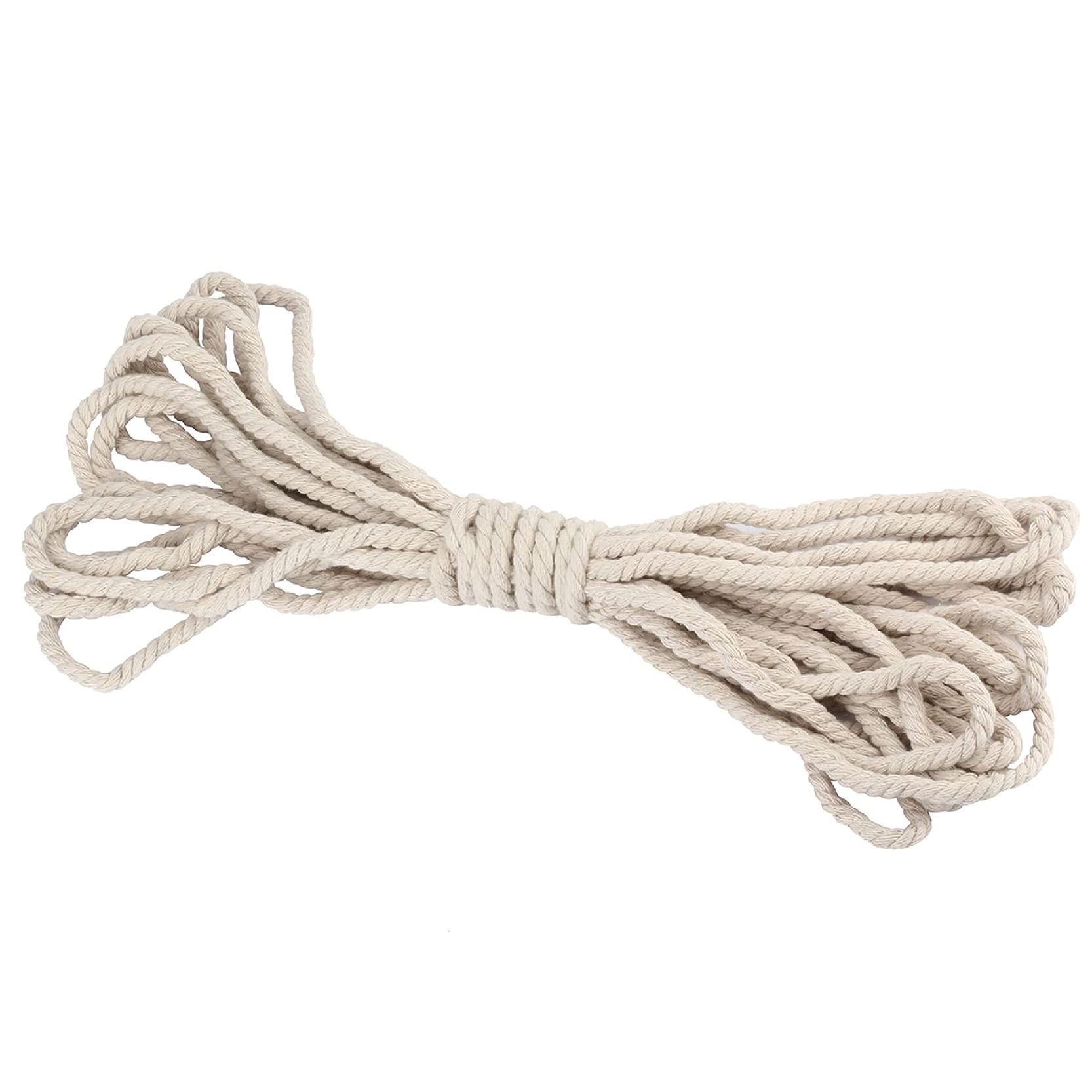 ZNKZJ Cuerda de algodón con cordón de macramé 328 pies,Cuerda de macramé, cordón de algodón Natural Suave Trenzado de 3 Hilos ，Cadena de macramé para Crafts, Colgantes de Pared,Beige-6mm