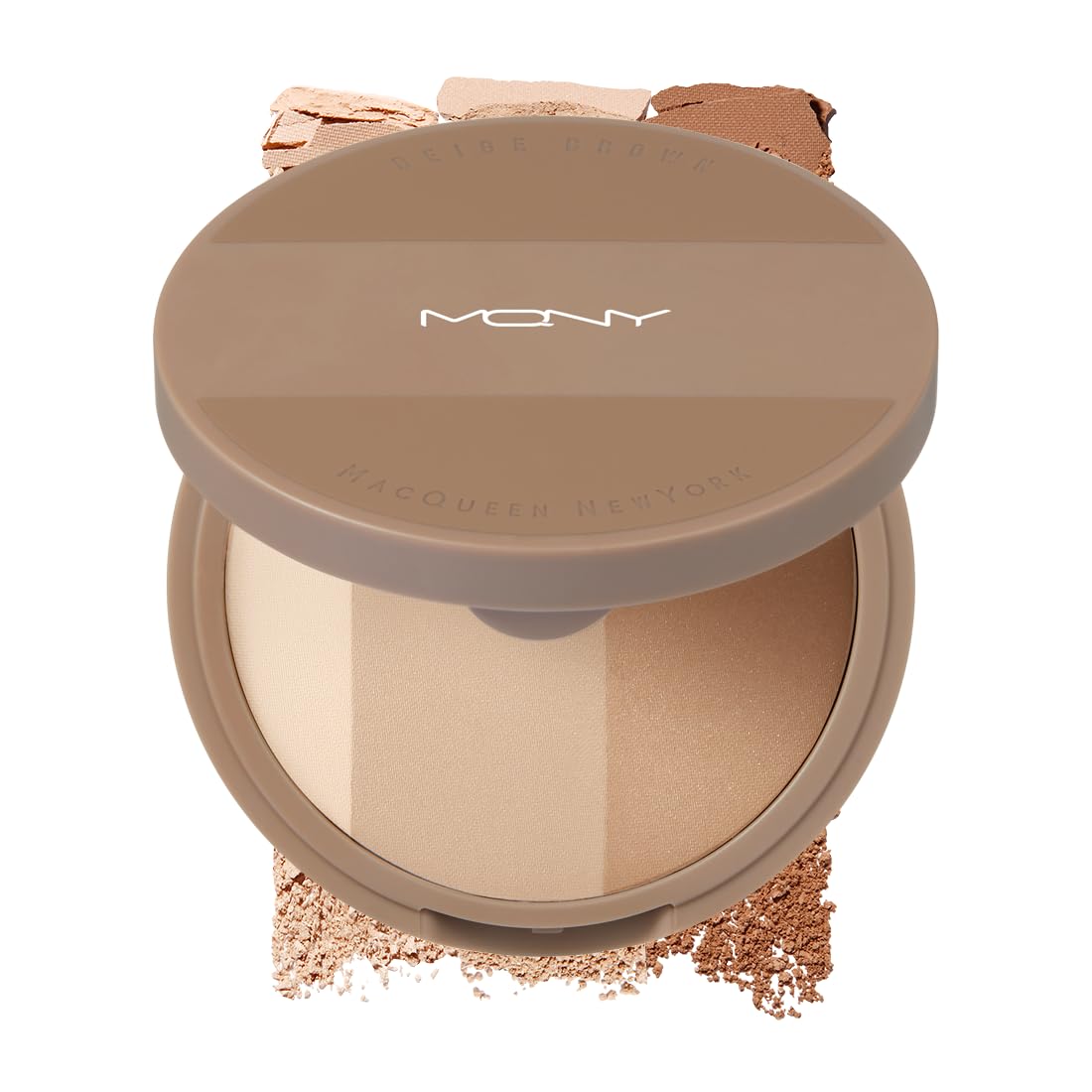 (MACQUEEN NEWYORK) Fake Up 3 Color Shading - #Beige Brown (Warm Tone), 3-in-1 Contour Palette for Face Sculpting, Long-Lasting Matte Bronzer for Warm Glow, 0.31 oz (9g) #Beige Brown 0.31 Ounce (Pack of 1)