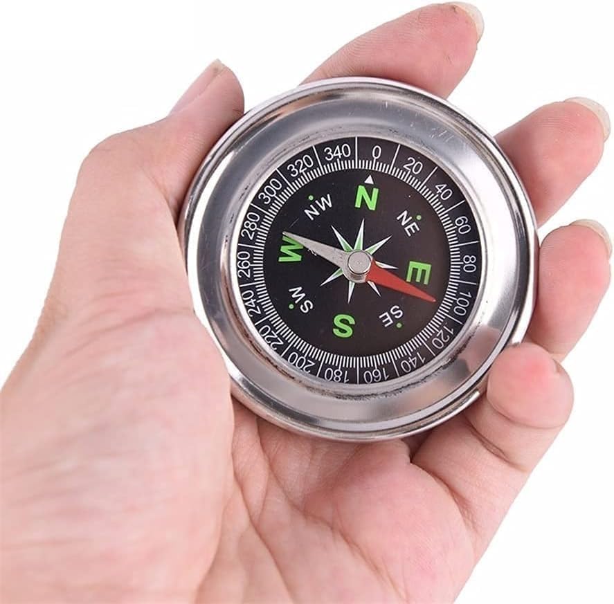 kreni Directional Magnetic Compass Stainless Steel Multifunctional Classic Design 75mm for Hiking Camping Outdoor Equipment Teaching Supplies 7.5X 7.5X1.2 Cm 1