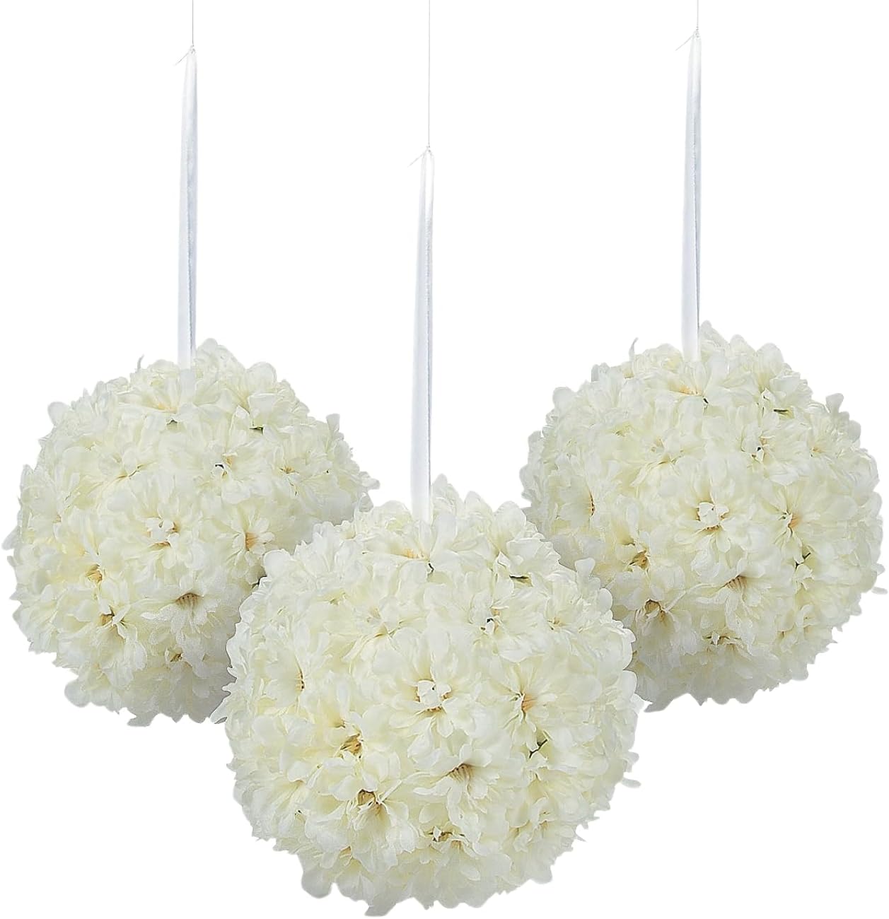 Hydrangea Pomander Kissing Balls - Set of 3 Pieces, Each is 6.5 inch - Wedding and Home Decor