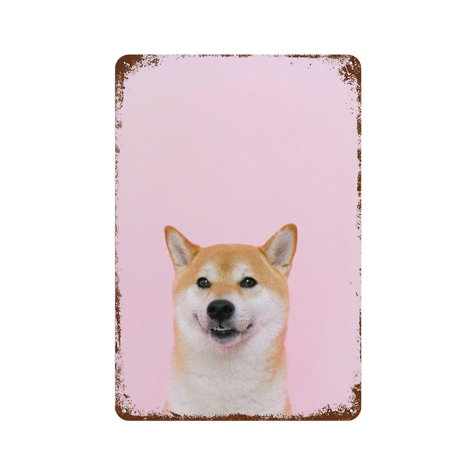 Garage Style Smiling Shiba Inu Distressed Metal Wall Sign 11.8"x7.9", Retro Wall Decor for Bar And Workshop