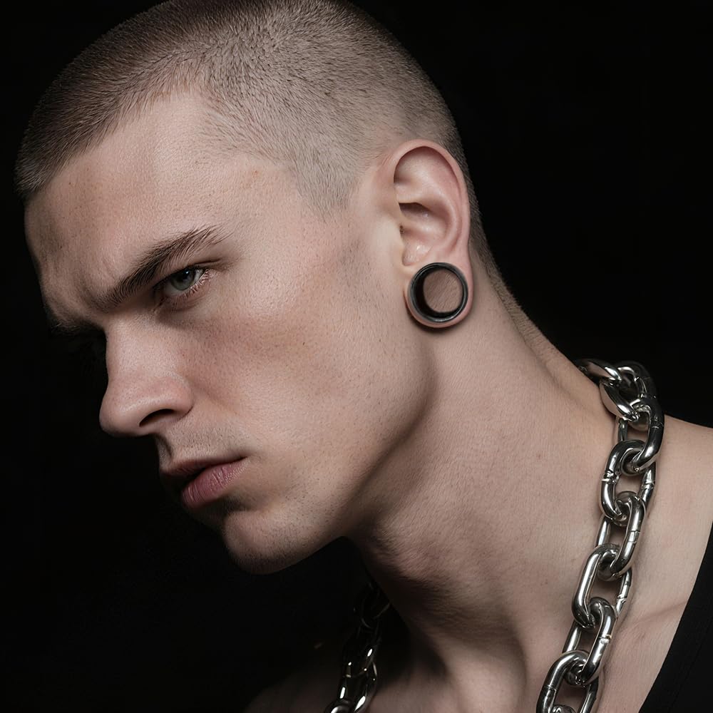 Vankula Tunele do uszu, 1 para Double Flared Flesh Plugs ze śrubą, stal nierdzewna, dla mężczyzn i kobiet, biżuteria 6 mm do 22 mm