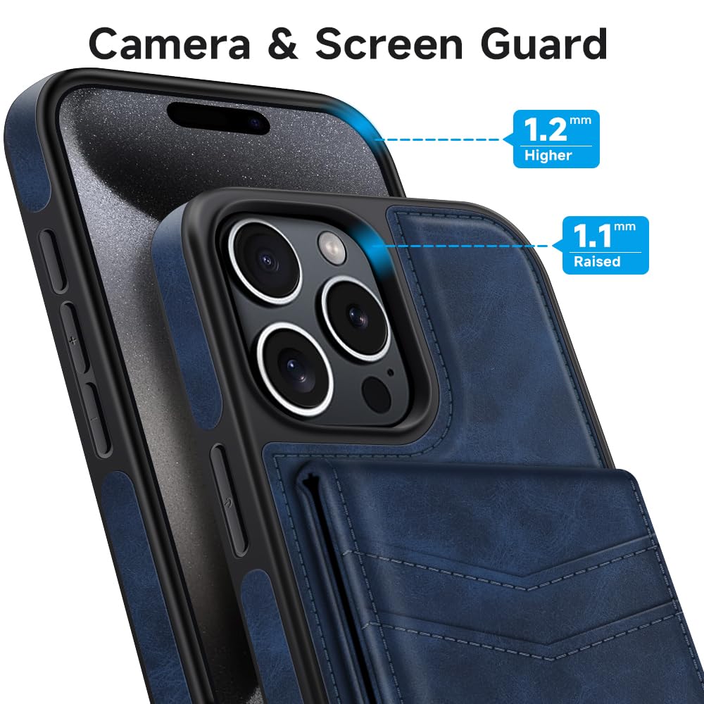 MOBESV Custodia in Pelle con Supporto [Logo View] per iPhone 15 6,1 Pollici, Cover in Pelle Magnetica Compatibile con MagSafe, Custodia Sottile Classica ed Elegante, Marrone Scuro