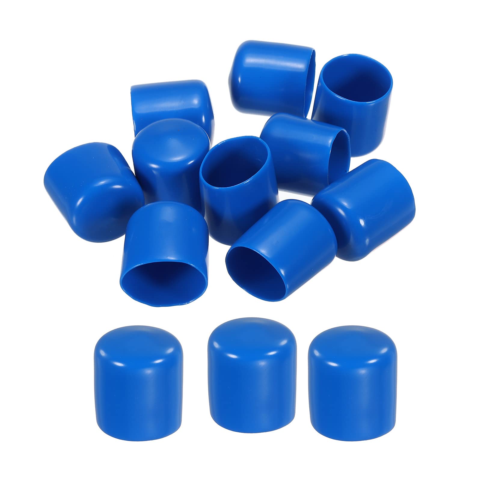 100-Pack 10mm Rubber End Caps - PVC Vinyl Screw Thread Protectors Light Blue
