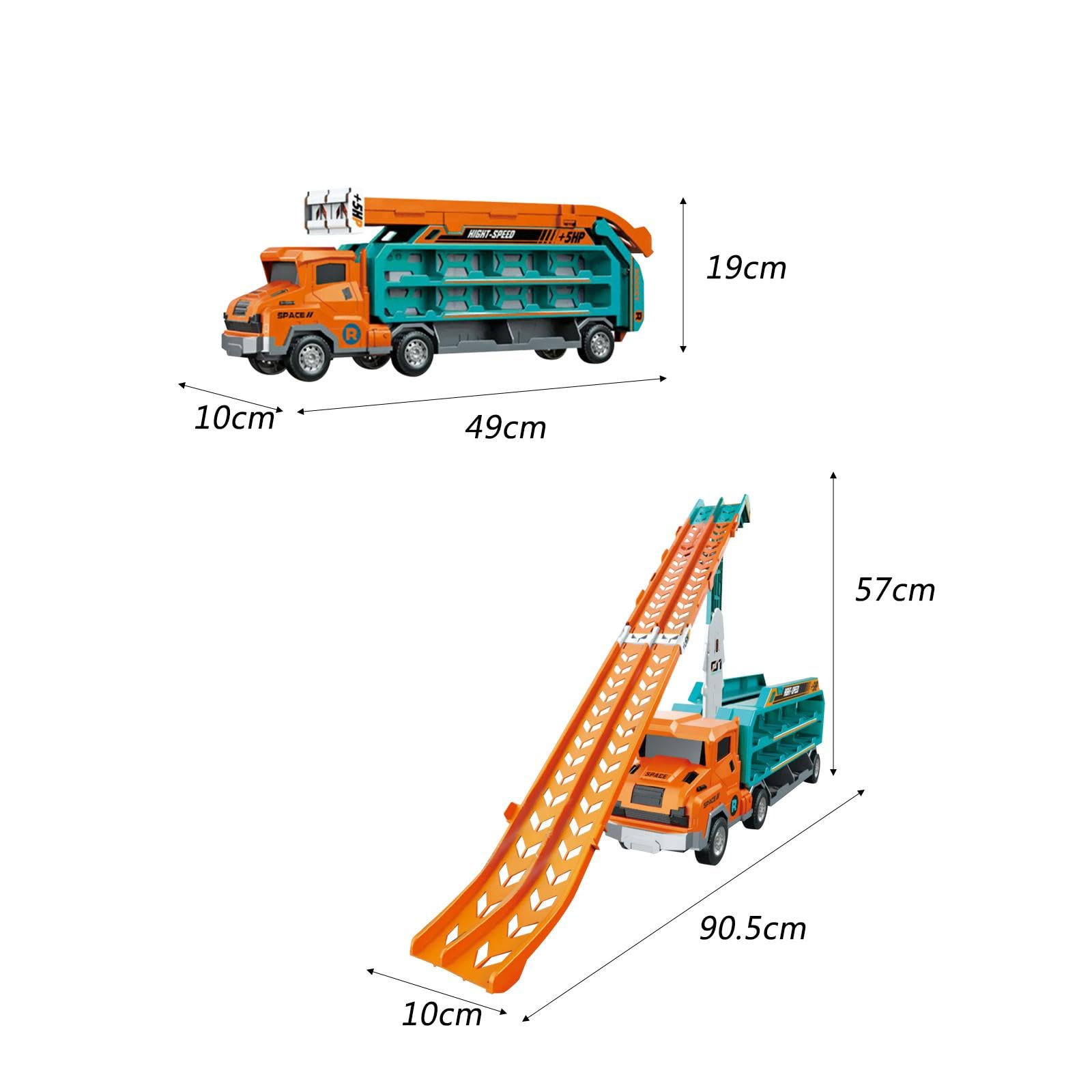 Camión Transportador de Coches de Juguete, Camión de Transporte Transformable, Divertido Camión de Juguete Plegable, Transportador de Almacenamiento D, Naranja