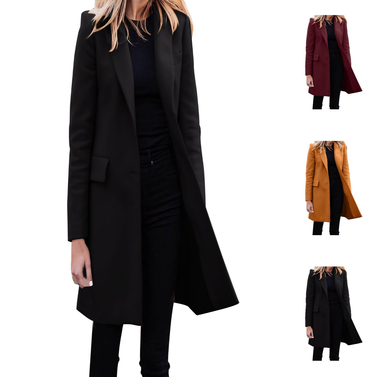 Long Trench Coat For Women Winter Breasted Long Sleeve Hooded Jacket Trendy Peacoats Lapel Overcoat Outerwear