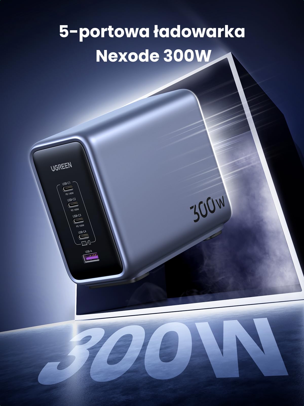 UGREEN Nexode Ładowarka 300 W z 5 portami, PD 3.1, maks. 140 W (pojedynczy port)