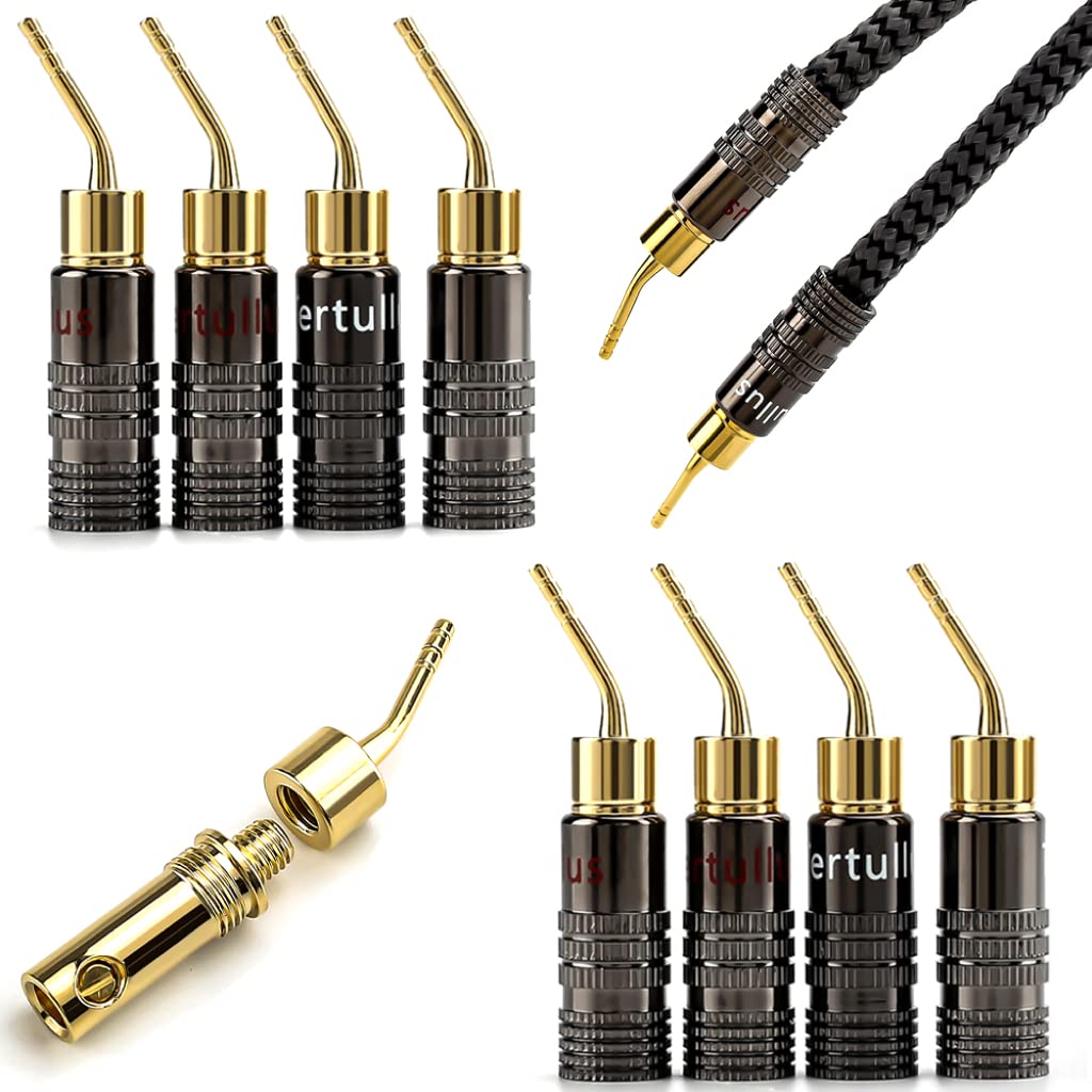 Tertullus 4 Pcs Pin Banana Plugs for Speaker Wire 2mm Pin Plug Screw Type 24K Gold Plated
