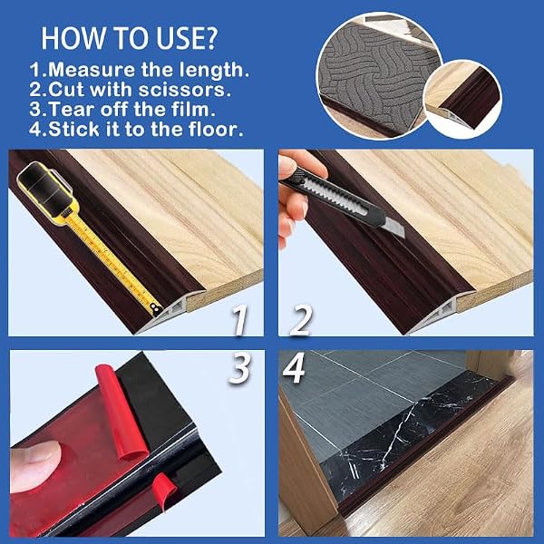 Vinyl Floor Transition Strip Door Threshold Self Adhesive 36 inch, Thresholds for Doorways, Edge-Reducer Transition-Strips for Door/Floor (Dark Gray Wood Grain) by EaseInstall - Image 6