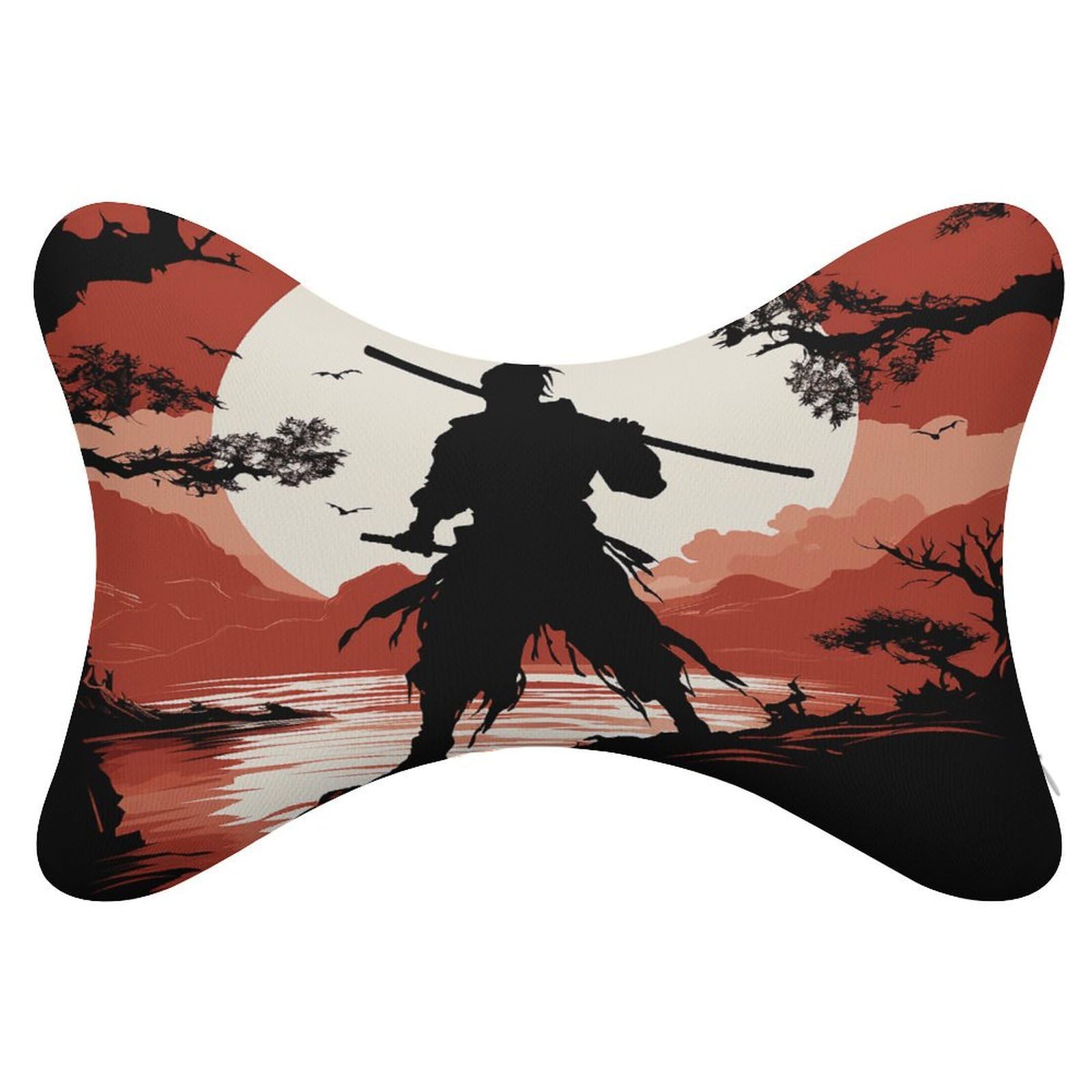 Khauerbc Style Samurai Car Headrest Pillow - 2 Pack,Neck Pillow With Washable Removable Cover,Car Travel Pillow For Car Bus Truck Driving Comfort