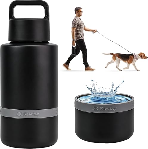 Miniatura 9 de Botella de agua aislada para perros con cuenco de viaje, regalo para amantes de los perros, dispensador de botella de agua portátil, accesorios para