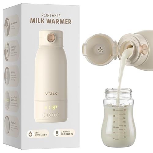 Calentador de biberones portátil para viajes, calentador de leche de bebé de gran capacidad de 17.5 onzas para fórmula de pecho y agua con